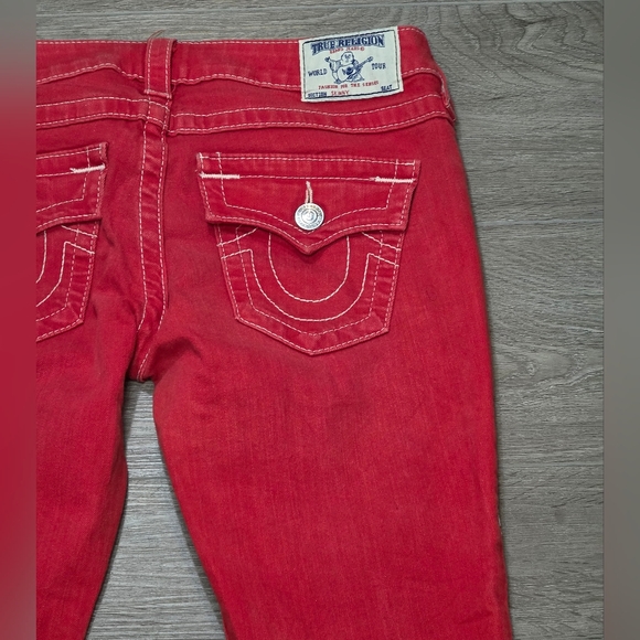 True Religion Red Skinny Jeans Womans Sz 29 Stretch Low Rise - Picture 9 of 14